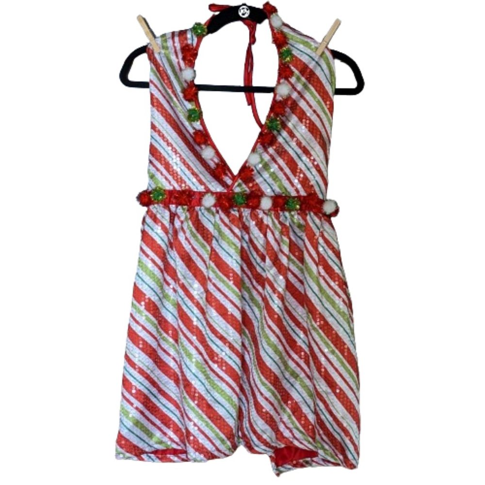 Sparkly Christmas Apron with Festive Pom Poms